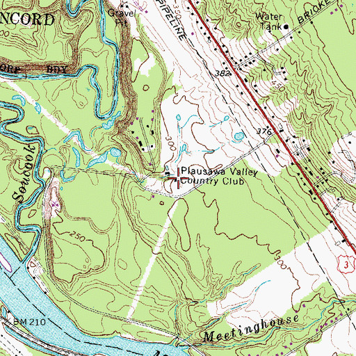 Topographic Map of Plausawa Valley Country Club, NH