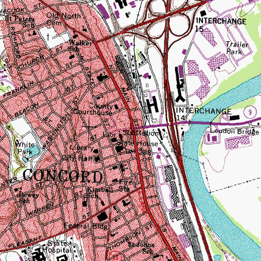 Topographic Map of Concord, NH