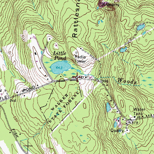 Topographic Map of WKXL-FM (Concord), NH