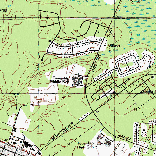 Topographic Map of Mill Pond Elementary School, NJ