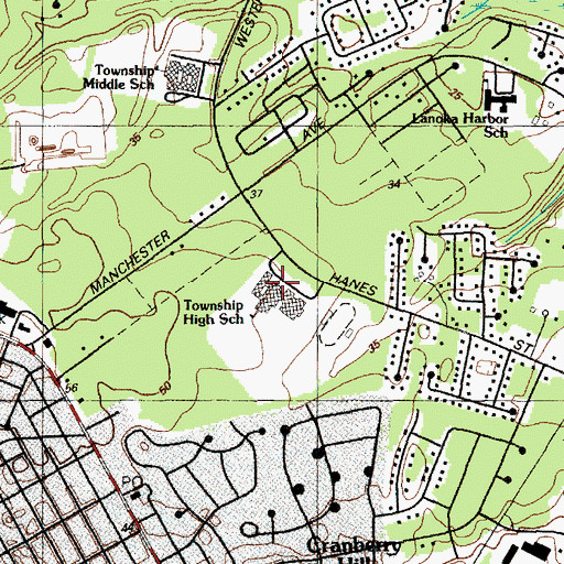 Topographic Map of Lacey Township High School, NJ