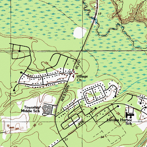 Topographic Map of Village Lutheran Church, NJ