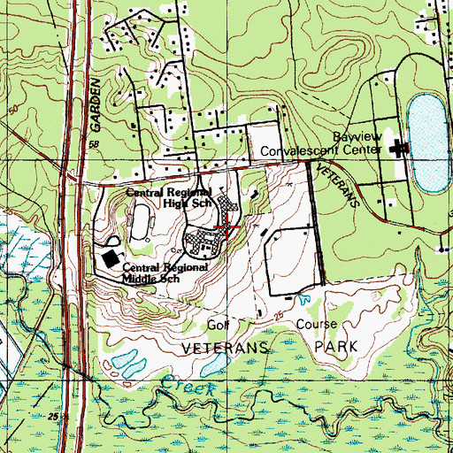 Topographic Map of Central Regional Middle School, NJ
