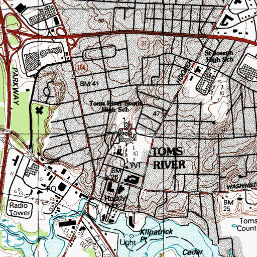 Topographic Map of Toms River South High School, NJ
