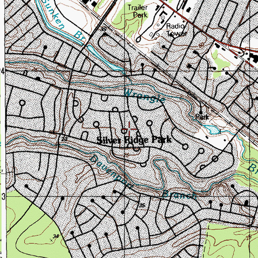 Topographic Map of Silver Ridge Park, NJ
