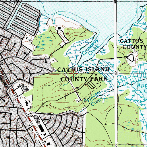 Topographic Map of Cattus Island County Park, NJ