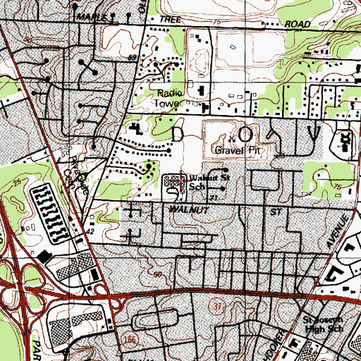 Topographic Map of Walnut Street Elementary School, NJ