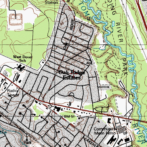 Topographic Map of Oak Ridge Estates, NJ