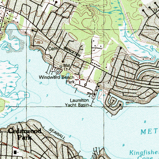 Topographic Map of Windward Beach Park, NJ