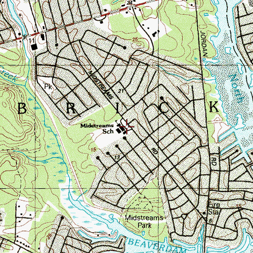 Topographic Map of Midstreams Elementary School, NJ