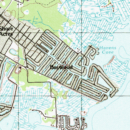 Topographic Map of Baywood, NJ