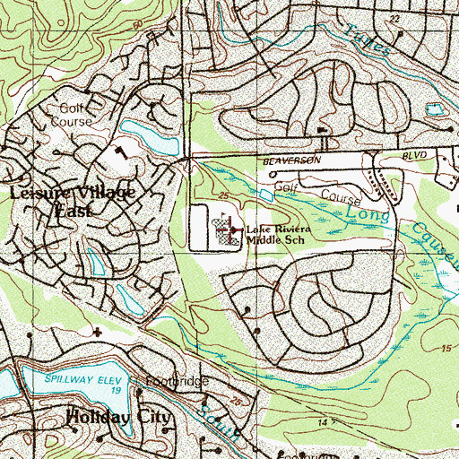 Topographic Map of Lake Riviera Middle School, NJ