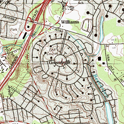 Topographic Map of Greenbriar, NJ
