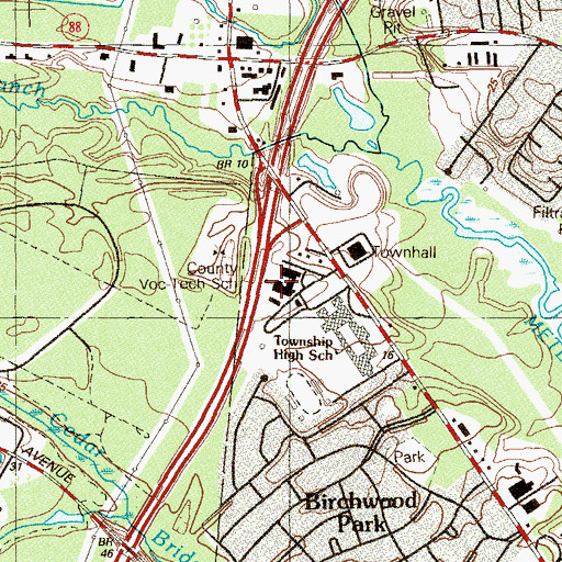 Topographic Map of Lakewood Township High School, NJ