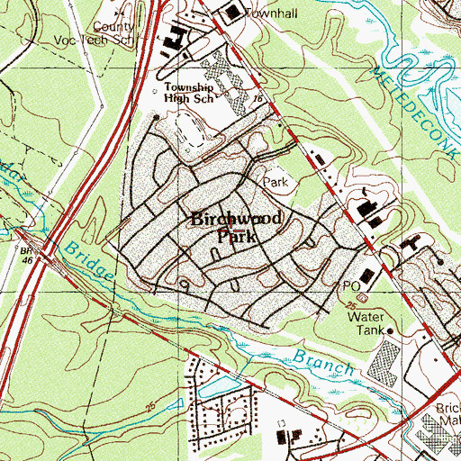 Topographic Map of Birchwood Park, NJ