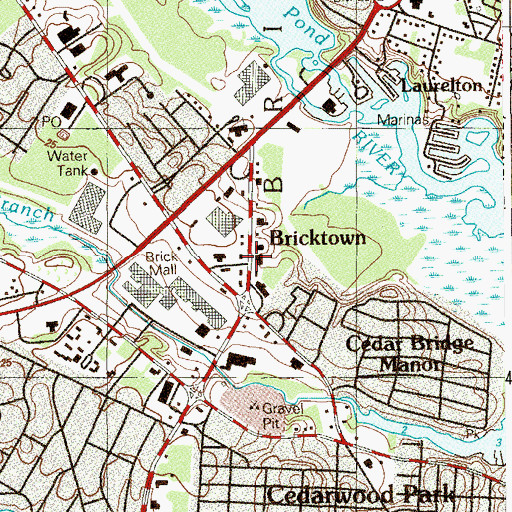 Topographic Map of Bricktown, NJ
