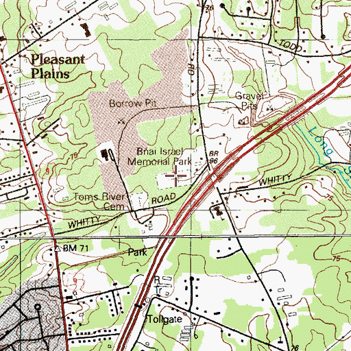 Topographic Map of B'Nai Israel Memorial Park, NJ