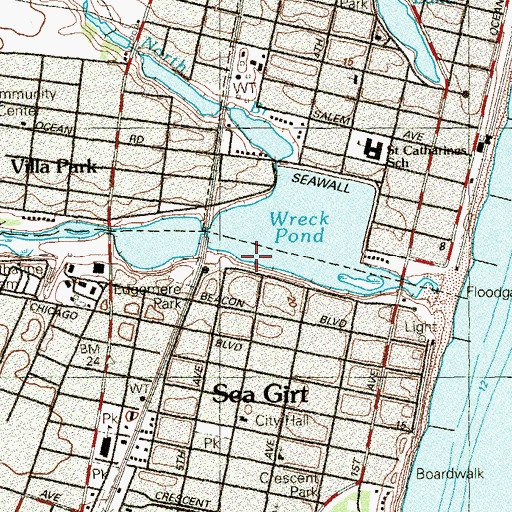 Topographic Map of Edgemere Park, NJ