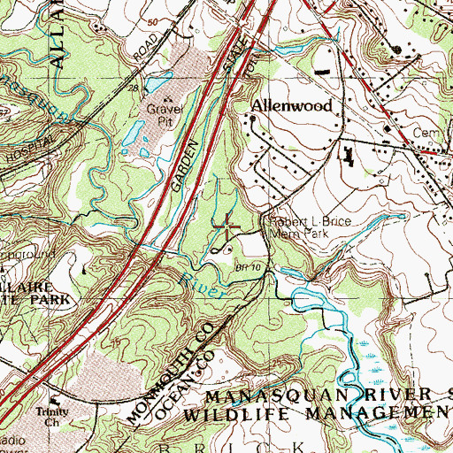 Topographic Map of Robert L Brice Memorial Park, NJ