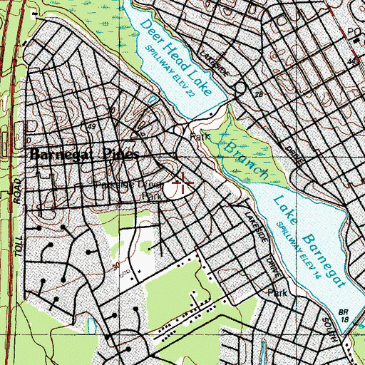 Topographic Map of Parkside Drive Park, NJ