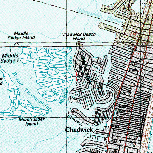 Topographic Map of Middle Thoroughfare, NJ