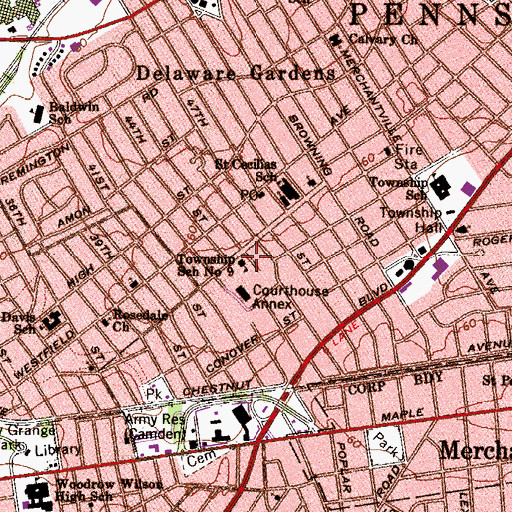 Topographic Map of Township School Number 9, NJ