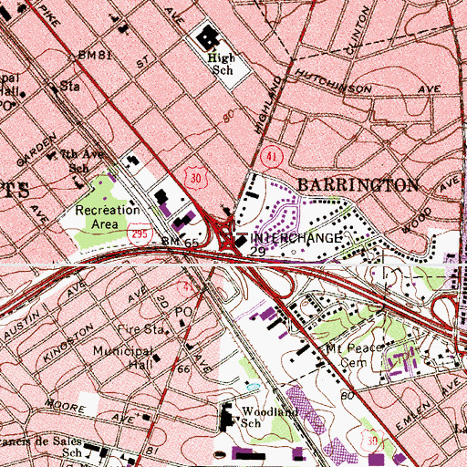 Topographic Map of Interchange 29, NJ