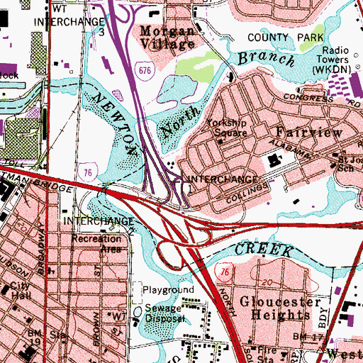 Topographic Map of Interchange 1, NJ