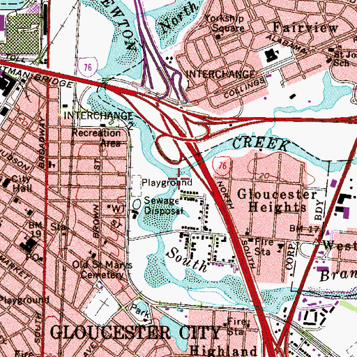 Topographic Map of South Branch Newton Creek, NJ