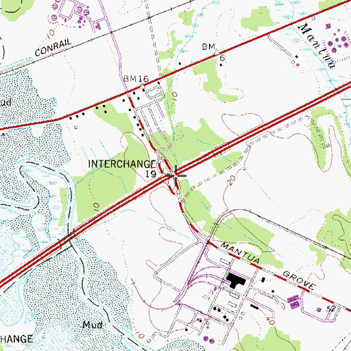 Topographic Map of Interchange 19, NJ