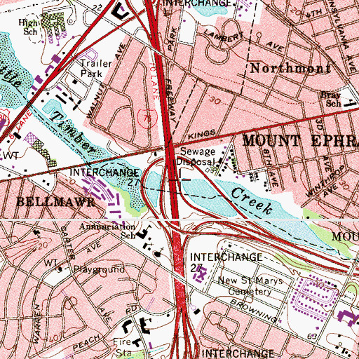 Topographic Map of Interchange 27, NJ