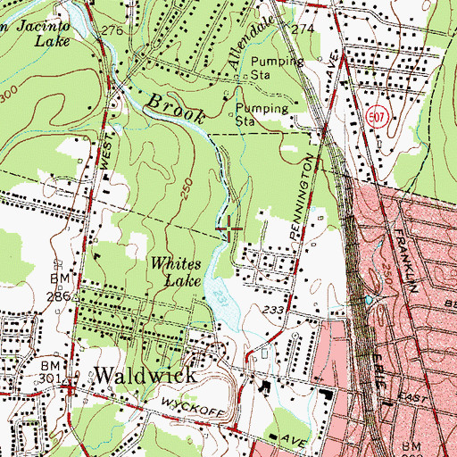 Topographic Map of Allendale Brook, NJ