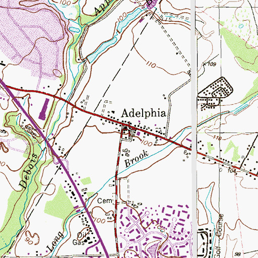 Topographic Map of Adelphia, NJ