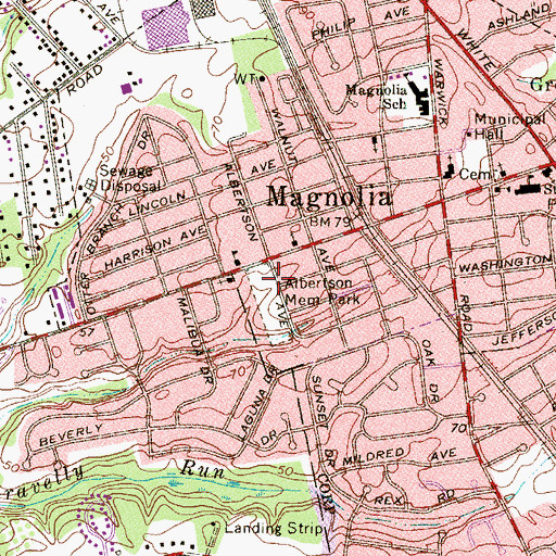 Topographic Map of Albertson Memorial Park, NJ