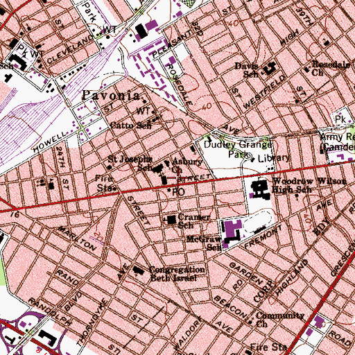 Topographic Map of Asbury Church, NJ