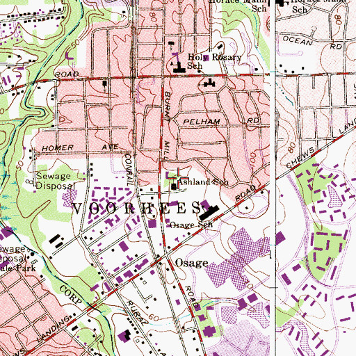 Topographic Map of Ashland School, NJ