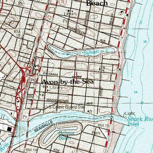 Topographic Map of Avon-by-the-Sea, NJ