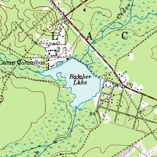 Topographic Map of Bamber Lake, NJ