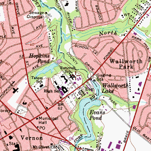 Topographic Map of Bancroft School - Haddonfield, NJ