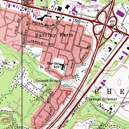 Topographic Map of Barclay School, NJ