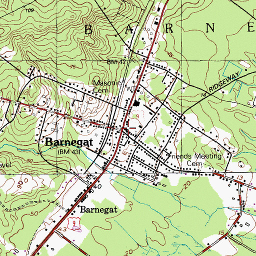 Topographic Map of Barnegat, NJ