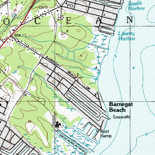 Topographic Map of Barnegat Beach, NJ