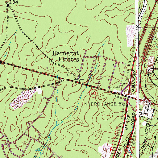 Topographic Map of Barnegat Estates, NJ