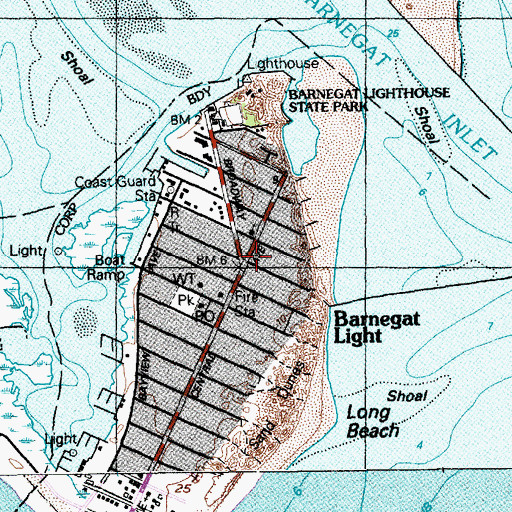 Topographic Map of Barnegat Light, NJ