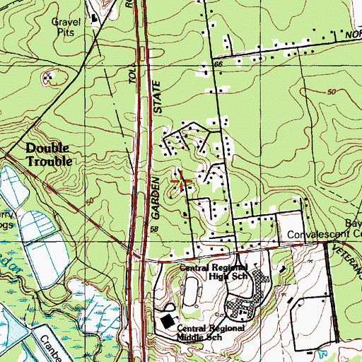 Topographic Map of Barnegat Pines, NJ