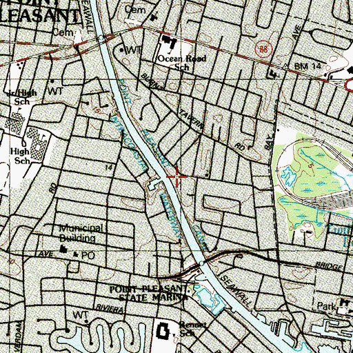 Topographic Map of Point Pleasant Canal, NJ