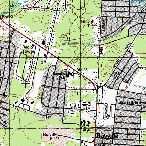 Topographic Map of Bayville Elementary School, NJ