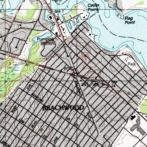Topographic Map of Beachwood, NJ
