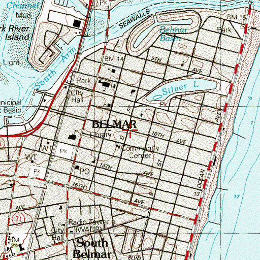 Topographic Map of Belmar, NJ