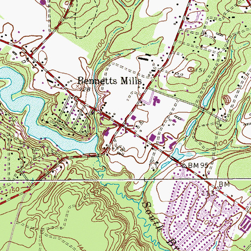 Topographic Map of Bennetts Mills, NJ